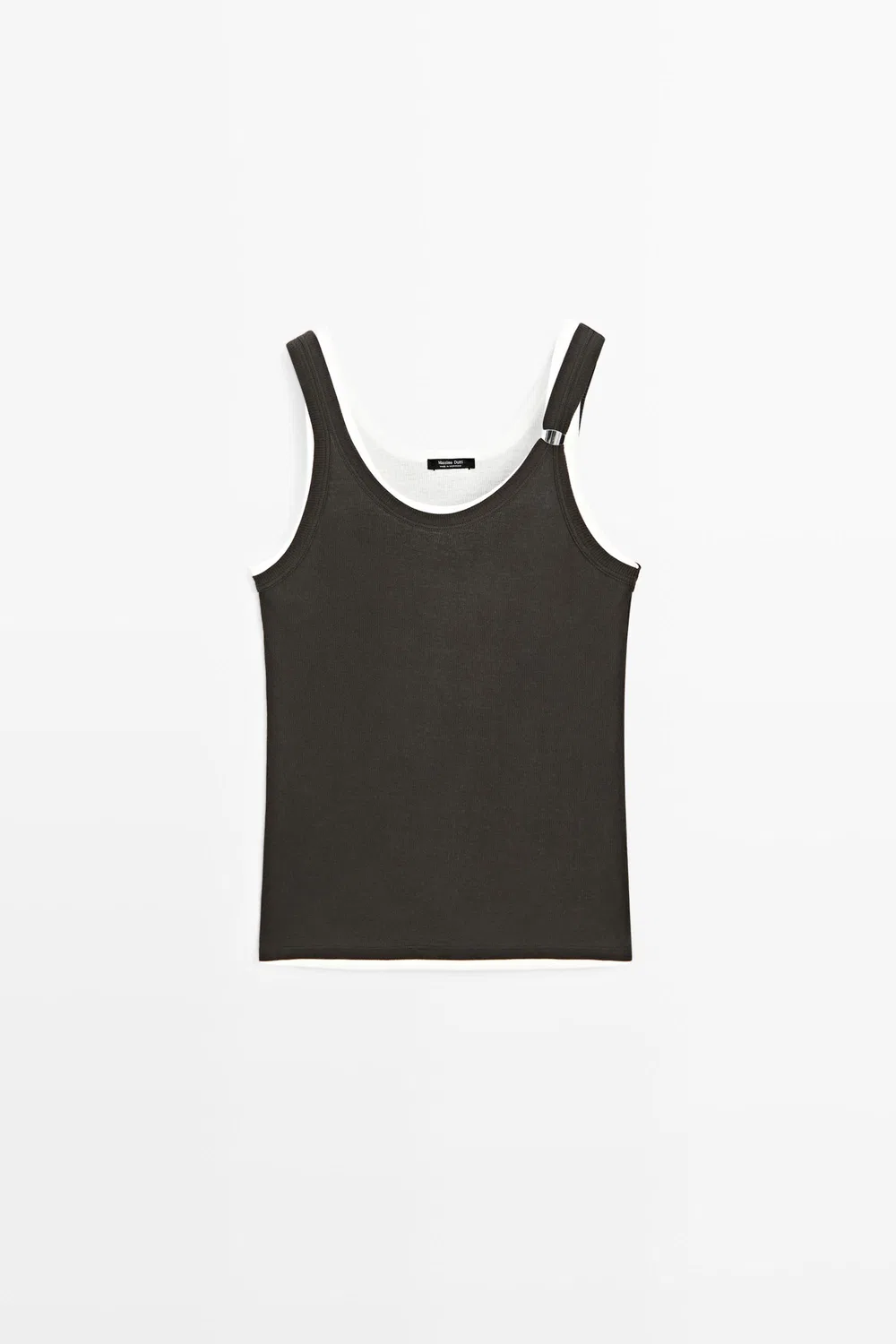 Топ Massimo Dutti Double-Layer Strappy With Jewel Detail, коричневый — фото 2