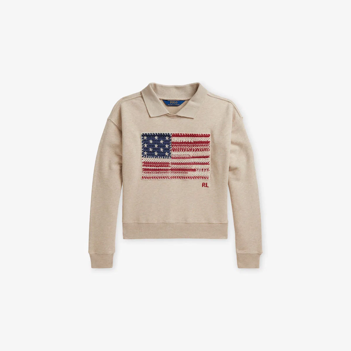 Детский джемпер из хлопковой смеси с воротником и американским флагом Polo Ralph Lauren