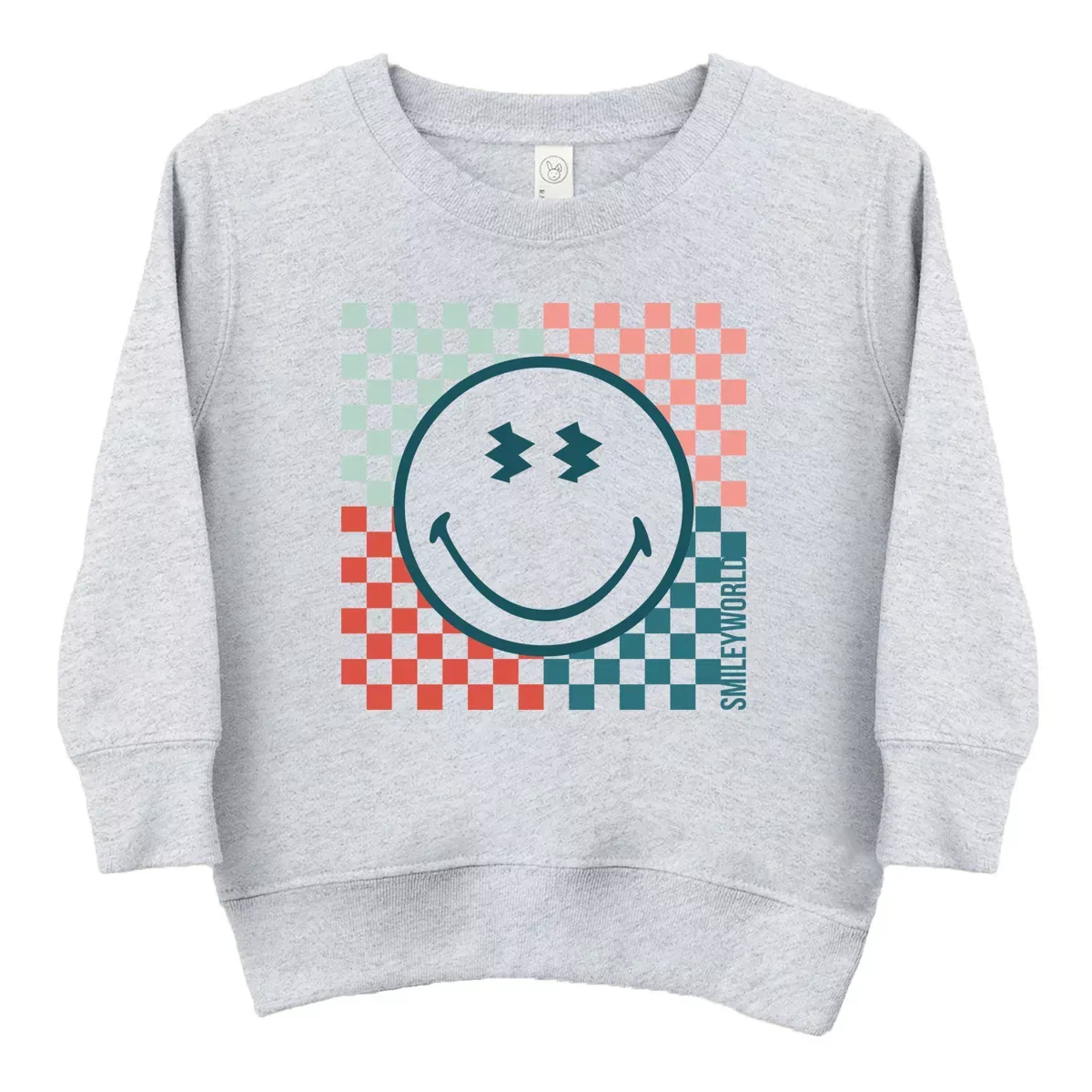 Детский свитшот для девочек с принтом SmileyWorld American Smile The Juniper Shop, Heather Grey — фото 2