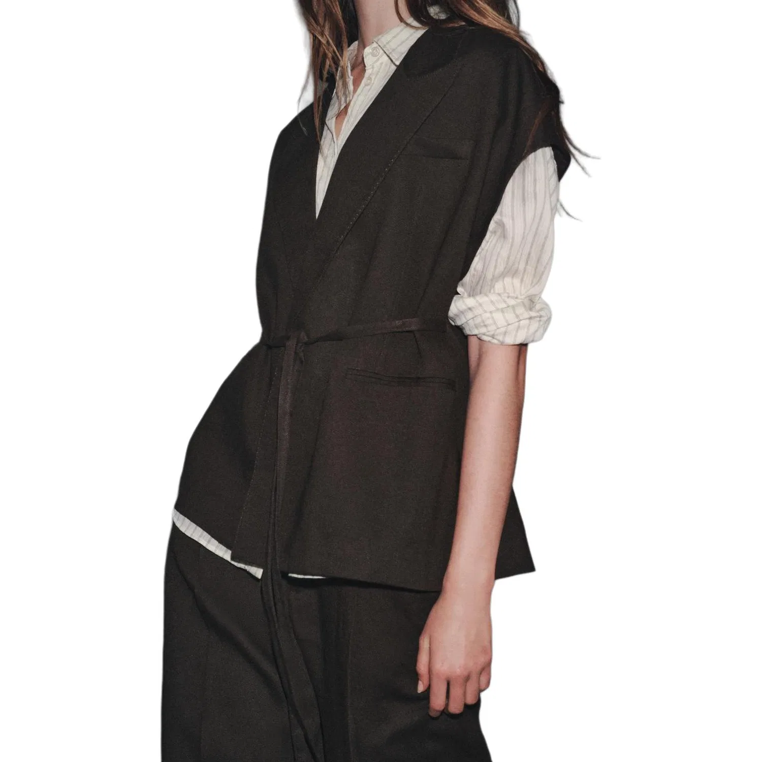ZARA Женский жилет ZW Vests Brown — фото 4