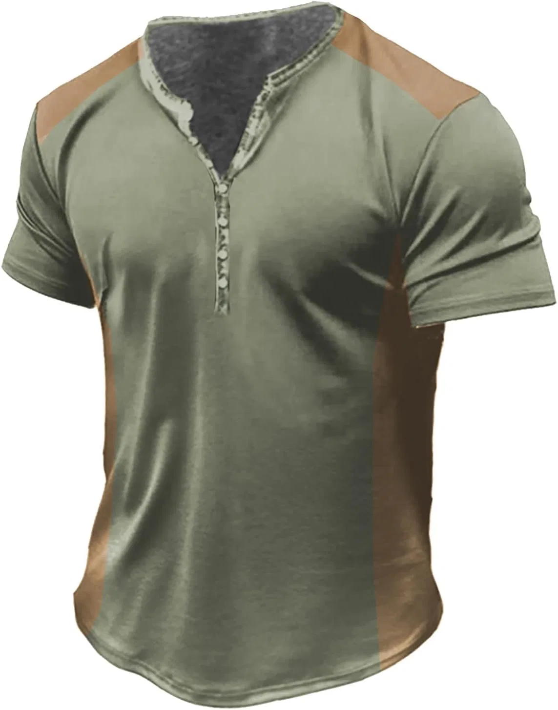 Мужская хлопковая футболка с коротким рукавом Henley, Green