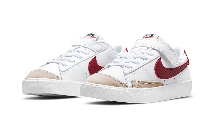 Детские кроссовки для скейтбординга с кожаным верхом Blazer 77 Low, Nike, Белый/Красный — фото 4