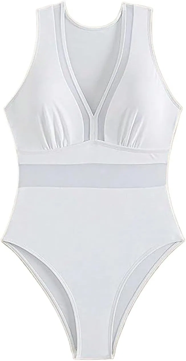 Женский цельный купальник с V-образным вырезом Generic, White
