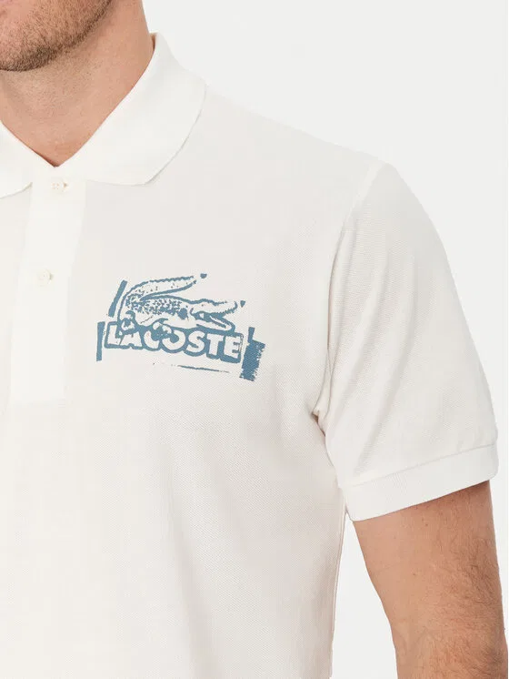 Поло regular fit Lacoste, кремовый — фото 4