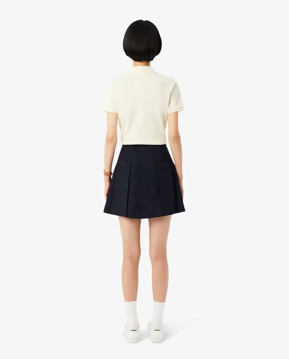 Юбка Lacoste Azul Marino из пике, короткая, плиссированная, темно-синяя — фото 3