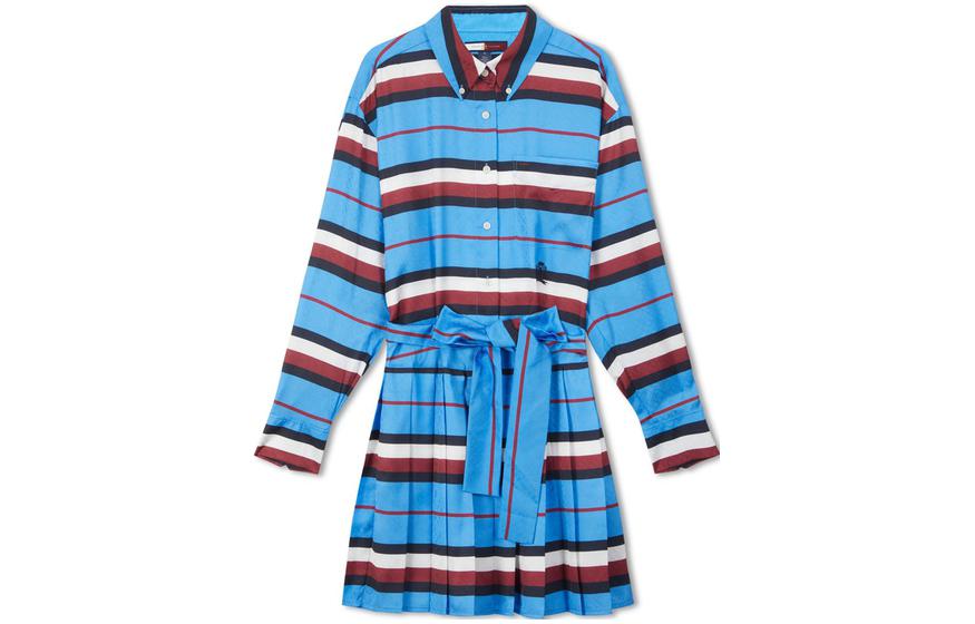

Tommy Hilfiger Женское платье с длинными рукавами в красно-бело-синюю полоску