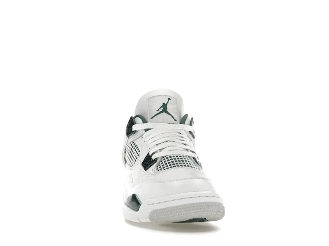 Детские кроссовки для мальчиков с премиальными материалами Jordan 4 Retro Jordan, White/Oxidized Green/White/Neutral Grey — фото 2