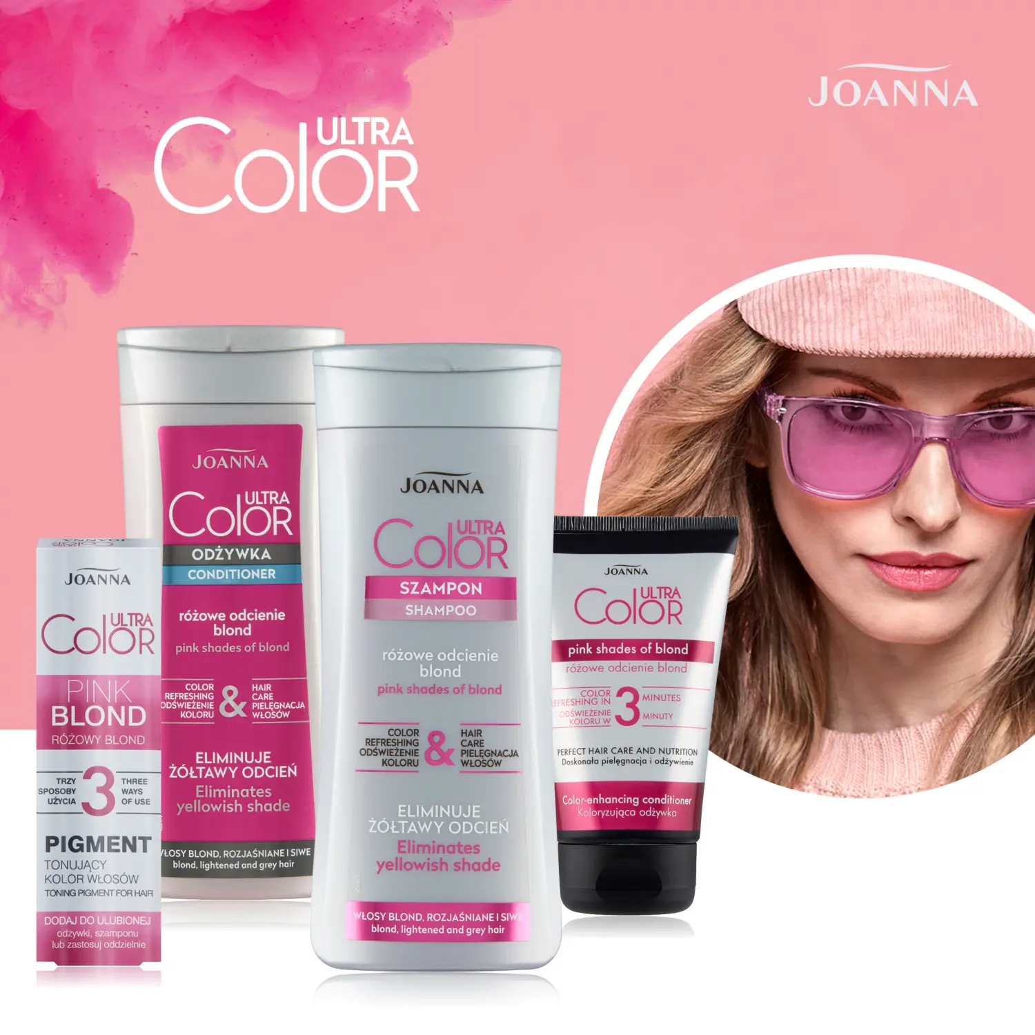 Joanna Ultra Color шампунь для волос, придающий розовый оттенок, 200 мл — фото 4