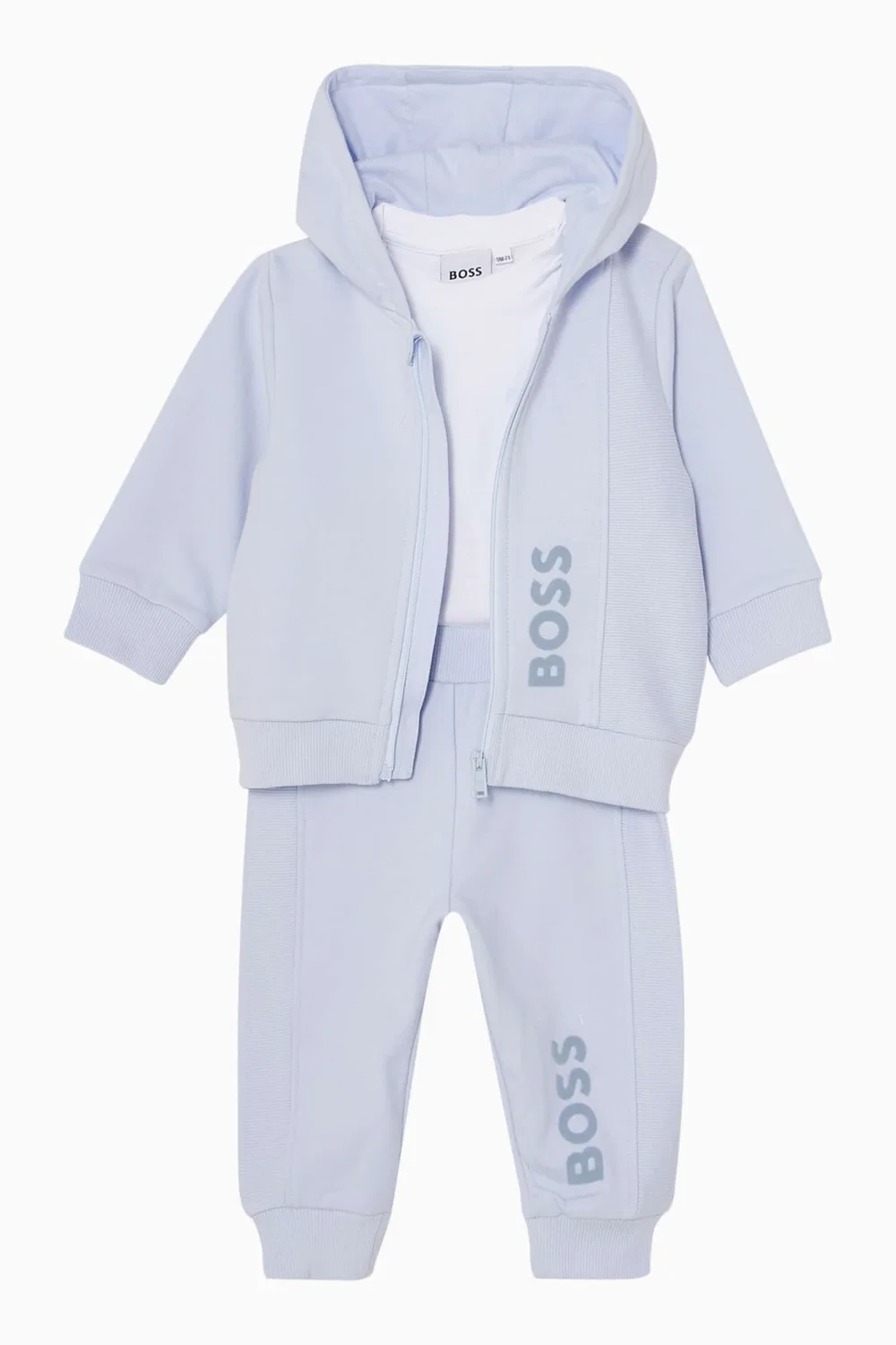 Комплект из 3 предметов из хлопковой смеси BOSS Kidswear, синий — фото 2