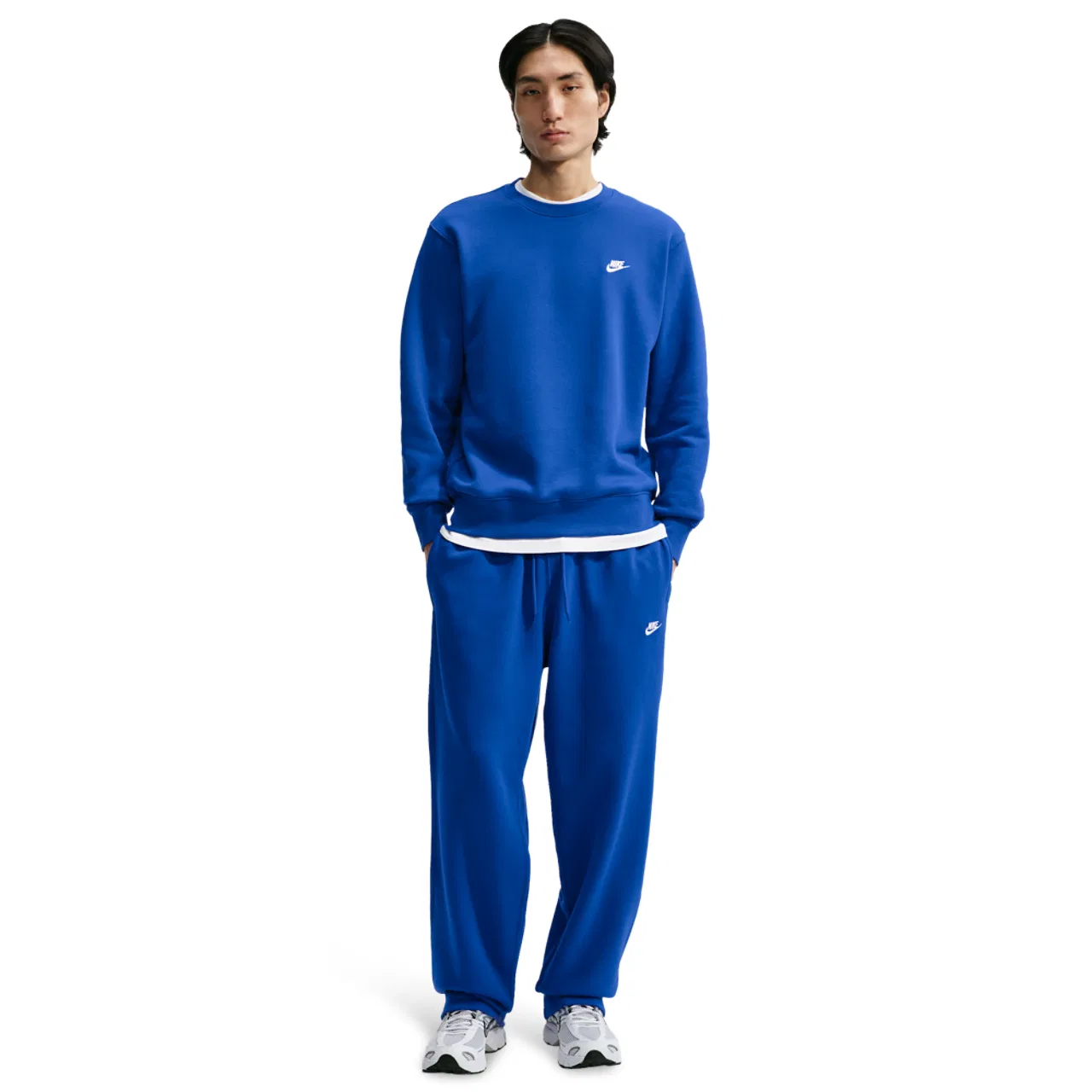 Мужские спортивные брюки с открытым низом Nike Club Open Hem Pants, Old Royal Old Royal White — фото 3