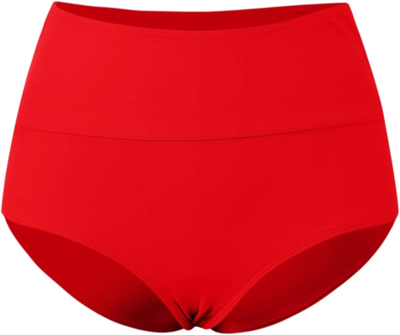 Женские плавательные шорты с высокой талией ruched боковыми вставками, Red — фото 3