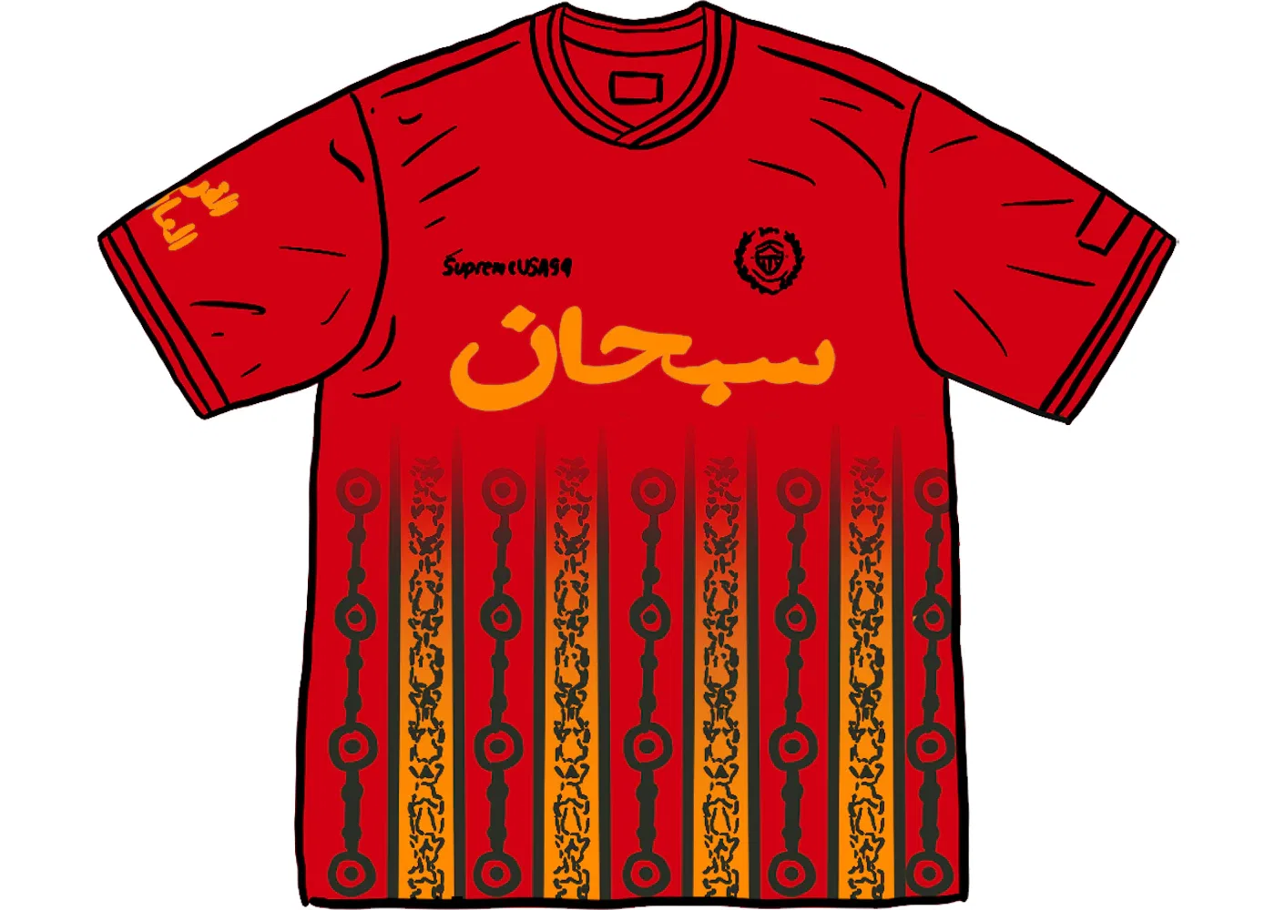 Мужская футбольная футболка Supreme Arabic Logo Soccer Jersey, Red