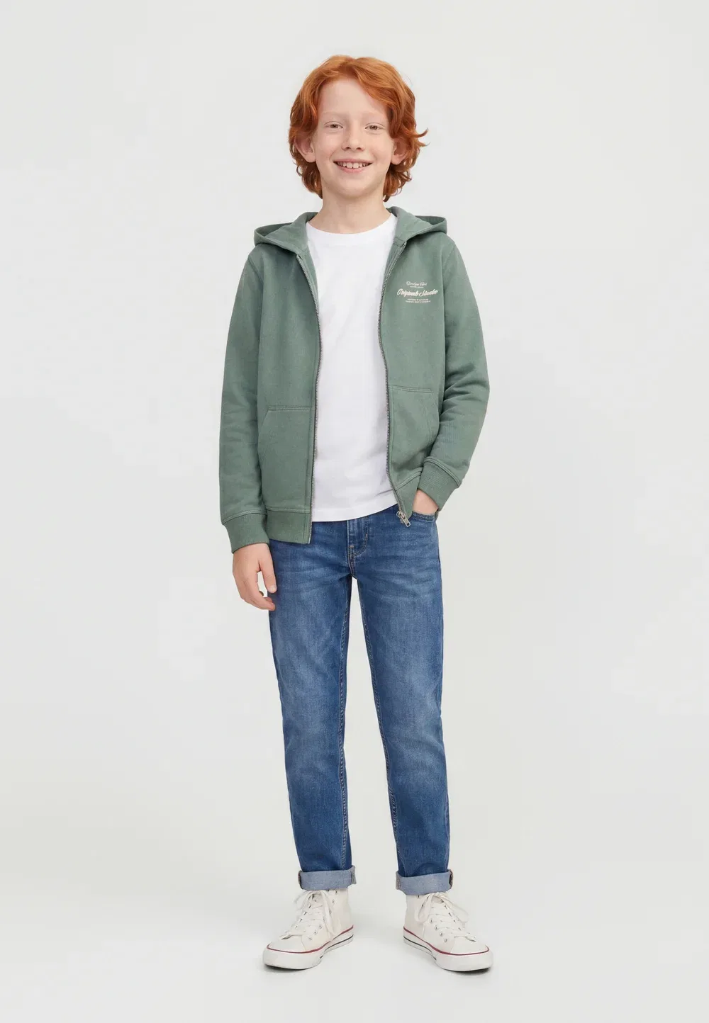 Толстовка на молнии с капюшоном и опечаткой Jornorrebro Jack & Jones Junior, Laurel Wreath