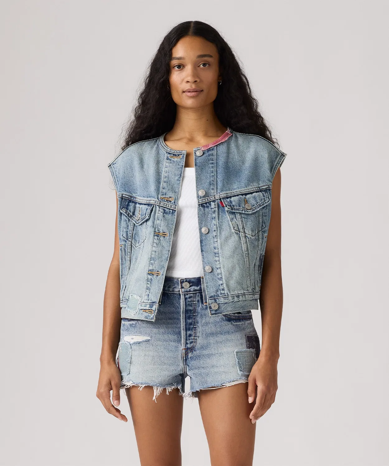 Женский жилет без рукавов с пэчворком Levi's 501 Day Special Collection, Indigo Blue — фото 2