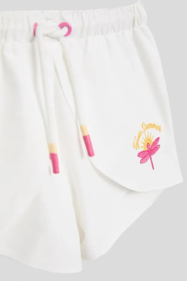 Детские шорты для девочек с принтом Bg store girl's white shorts Tyess, White — фото 2