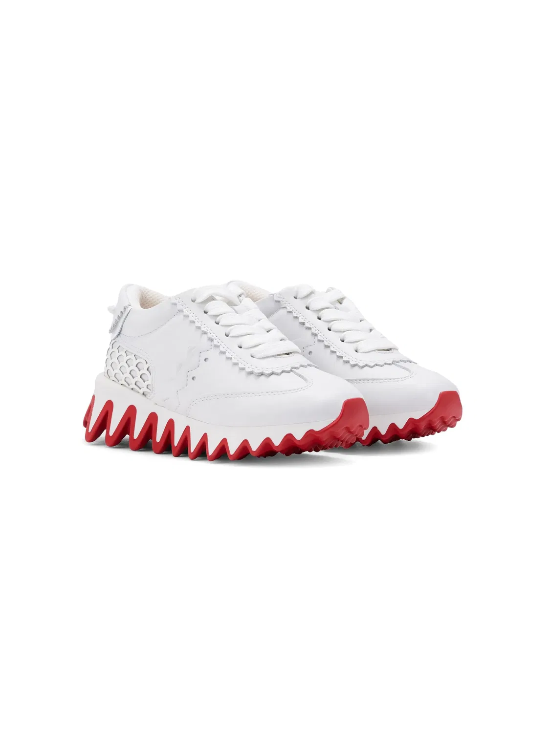 Мини кроссовки Shark из кожи Christian Louboutin, белый/красный