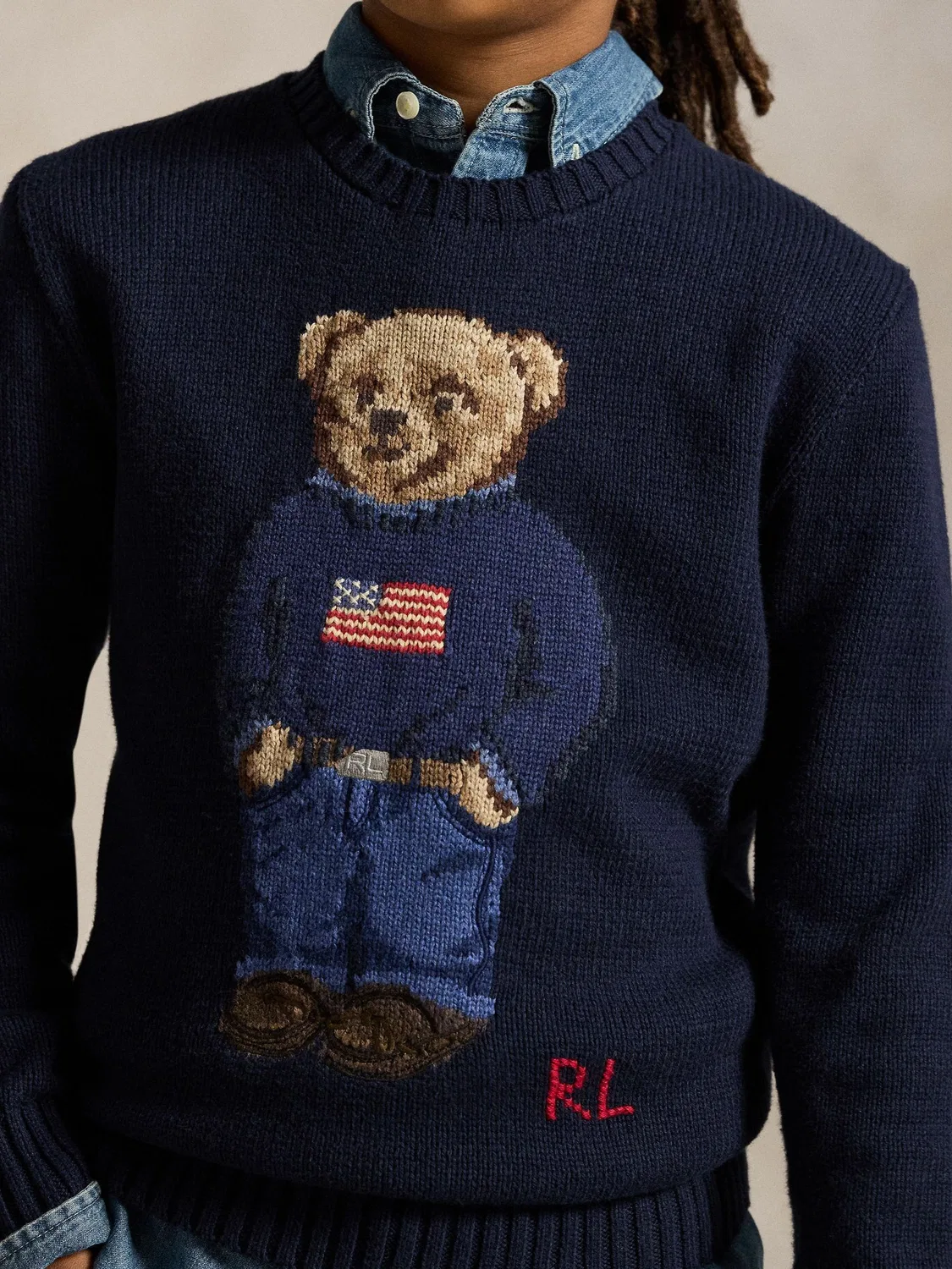 Синий джемпер с рисунком Polo Ralph Lauren Polo Bear — фото 3