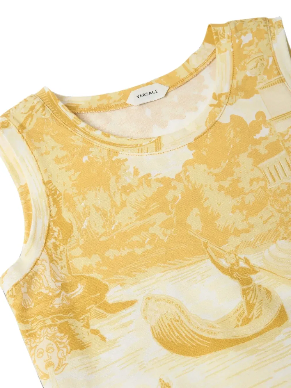 Майка из хлопкового трикотажа с принтом Versace Kids, желтый — фото 3