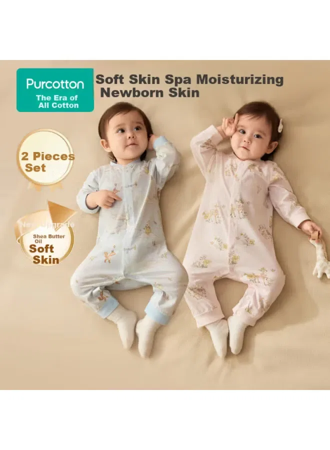 Боди-комбинезон двусторонний из хлопка для новорожденных Purcotton, синий