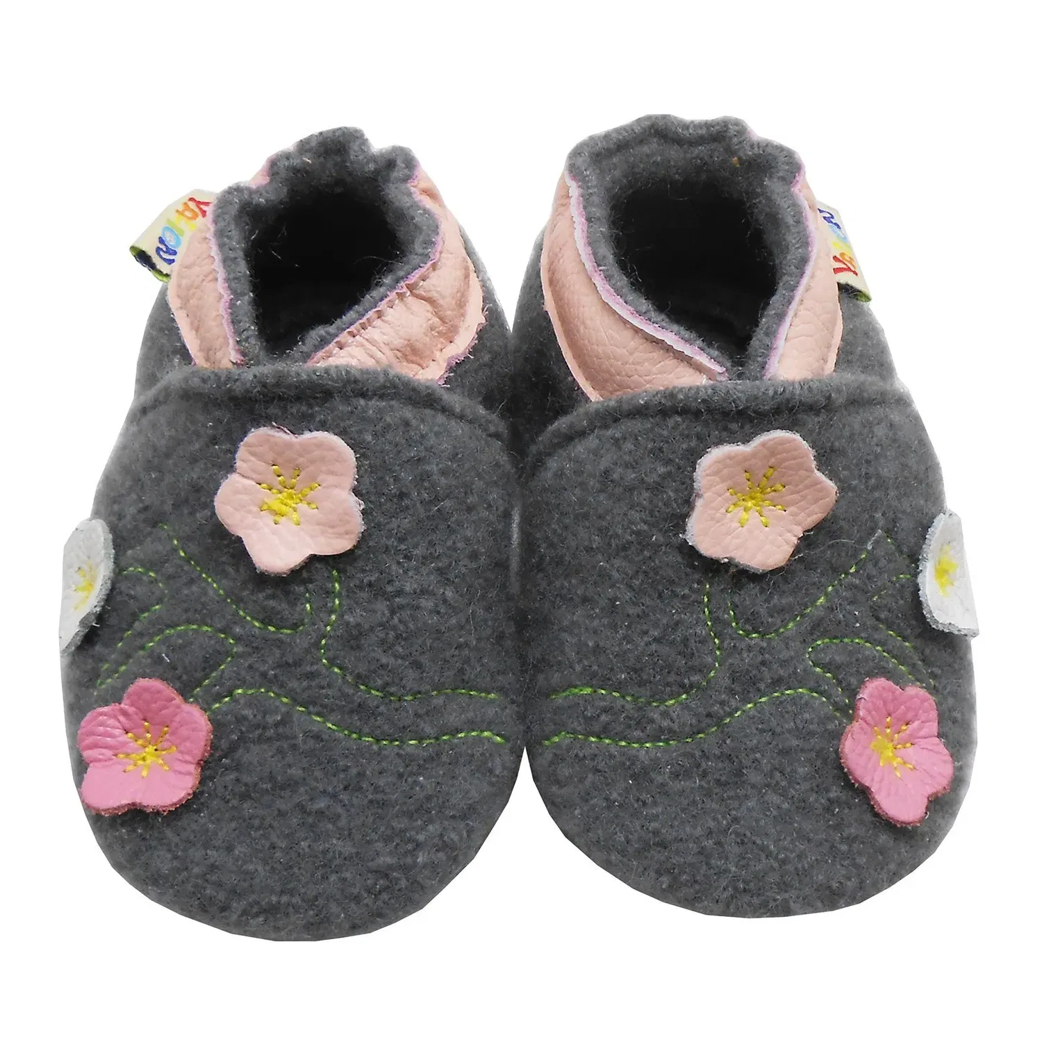 Войлочные пинетки с цветами 3 Blumen Yalion, серый