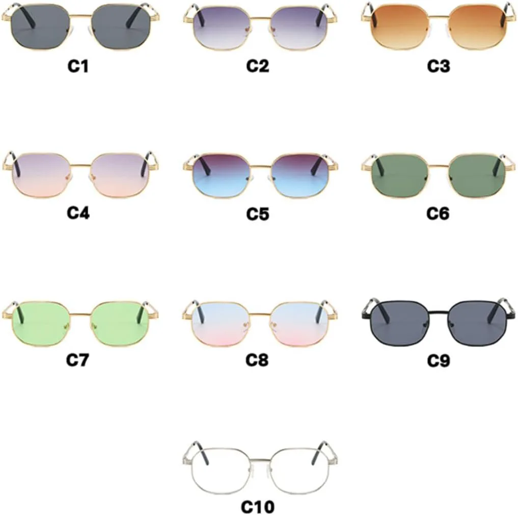 

Ретро-солнцезащитные очки в маленькой металлической оправе для женщин, модные градиентные линзы UV400, панк-стиль, темно-зеленый цвет VRTRFFTR, Golden Gray Blue