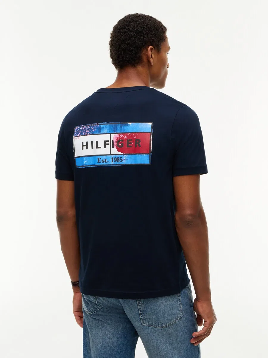 Футболка TOMMY HILFIGER темно-синего и светло-голубого цвета — фото 3