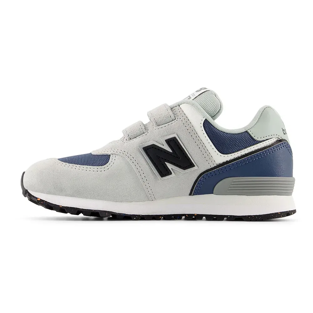 Детские кроссовки для девочек с липучкой New balance 574 Hook & Loop PS, Grey — фото 3