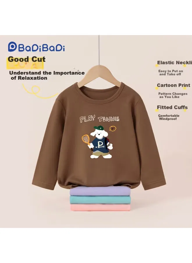 Футболка с длинным рукавом хлопковая Badibadi, кофейный