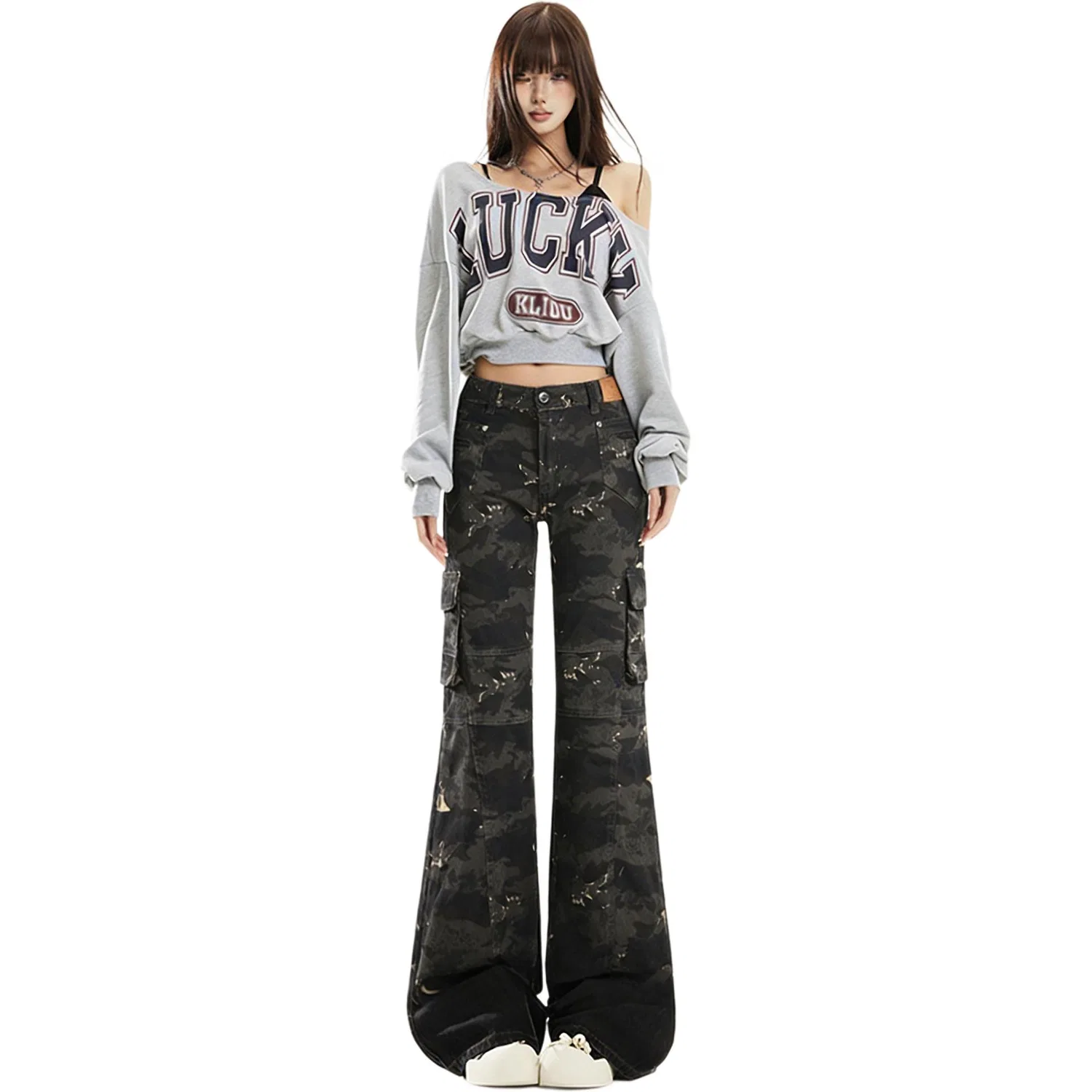 Детские джинсы карго с принтом камуфляж Slim Fit MostwantedLab, Camouflage — фото 4