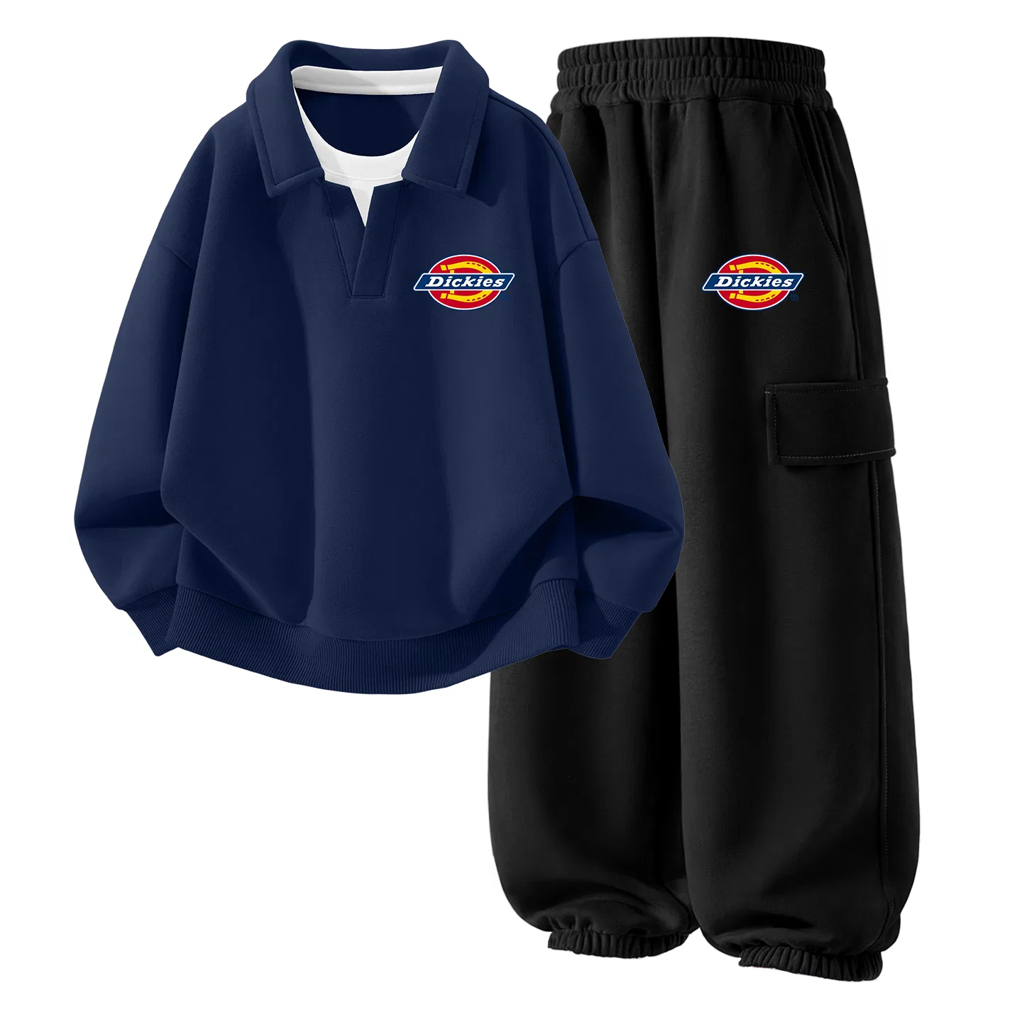 Детский спортивный костюм с воротником, средней растяжимости, Dickies, Standard Thick K Navy Blue — фото 4