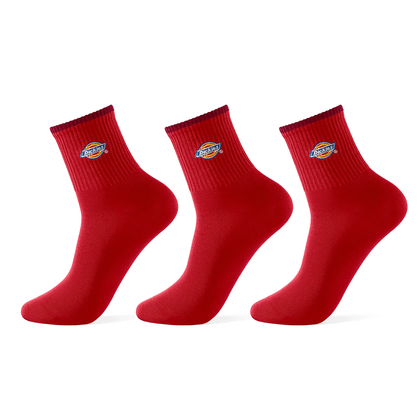 Детские носки с ребристой вязкой, набор из 3 пар, Dickies, Auspicious Red