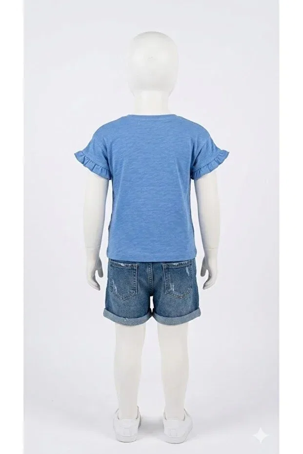 Детская футболка для девочек хлопковая Benetton, Blue — фото 2