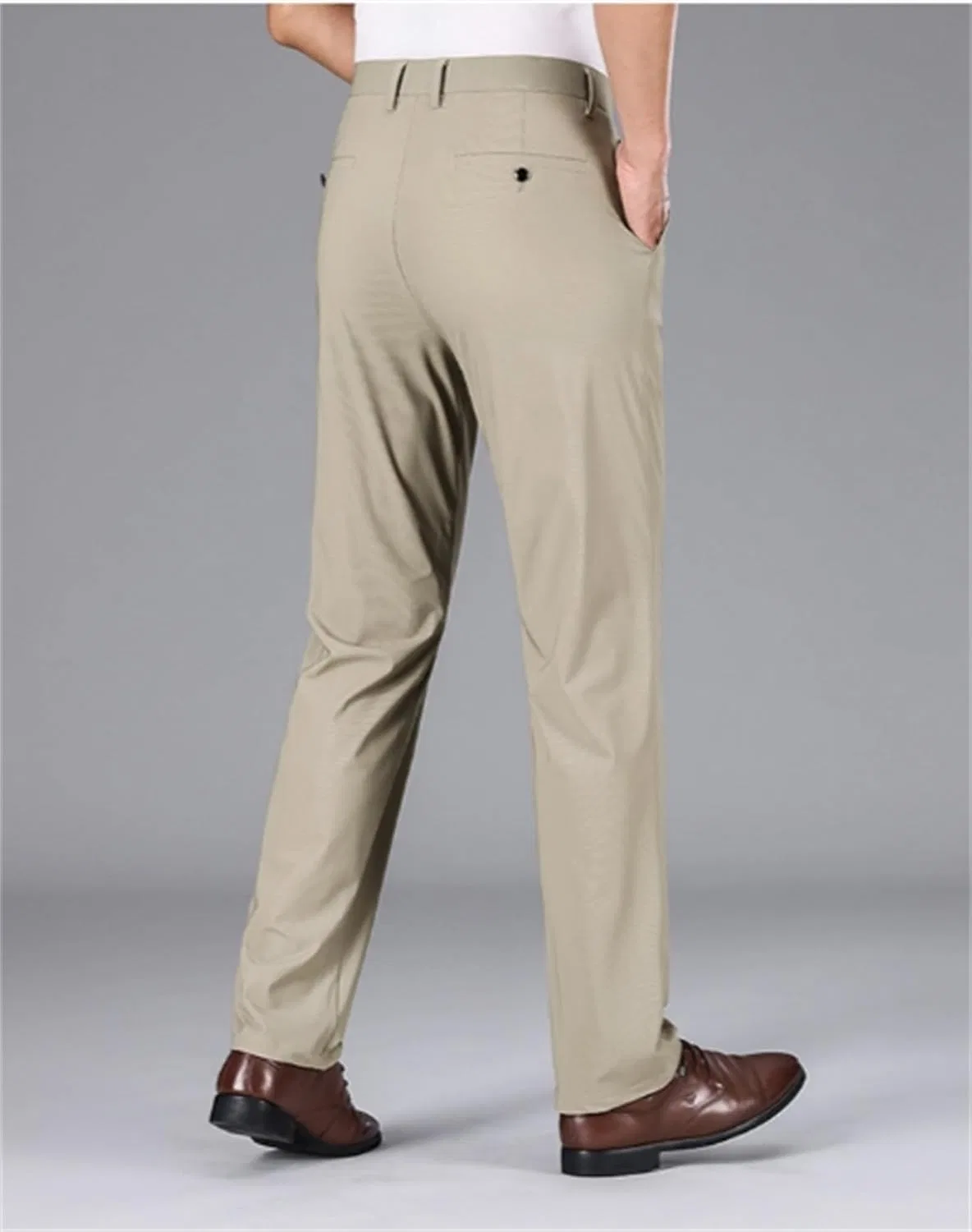 Мужские брюки прямого кроя с высокой эластичностью, модель Golf Business Slacks, цвет серый — фото 2