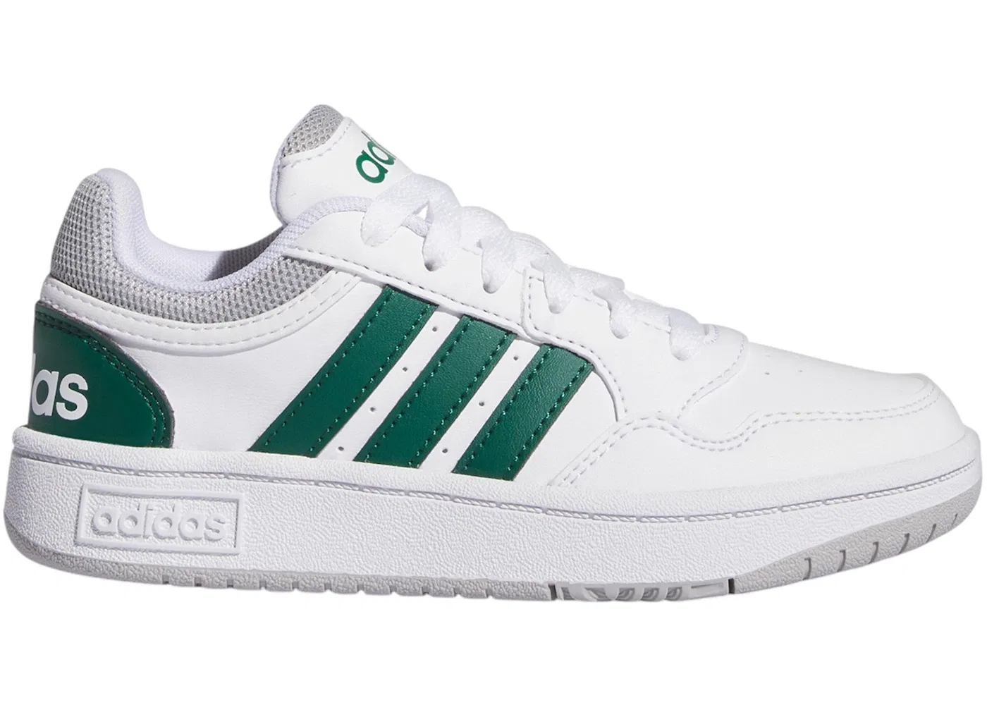 Детские кроссовки с кожаным верхом Adidas Hoops Adidas, Cloud White/Collegiate Green/Grey Two