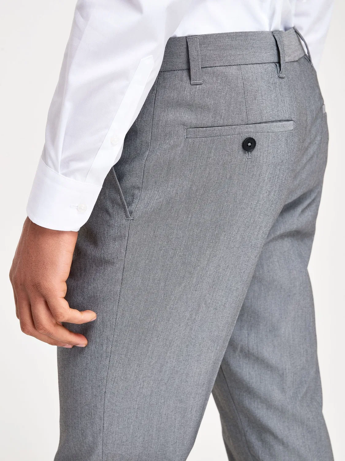 Брюки, slim fit, Light Grey Next, светло-серые — фото 4