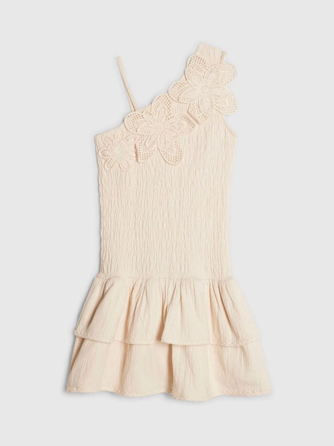 Платье асимметричное с вязаным цветочным узором River Island, кремовый