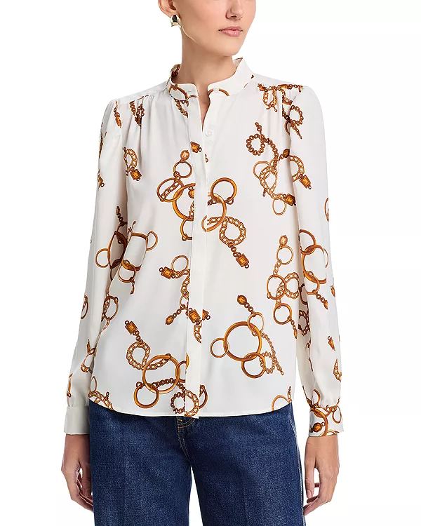 

Блузка с длинными рукавами и пуговицами T Tahari, белый