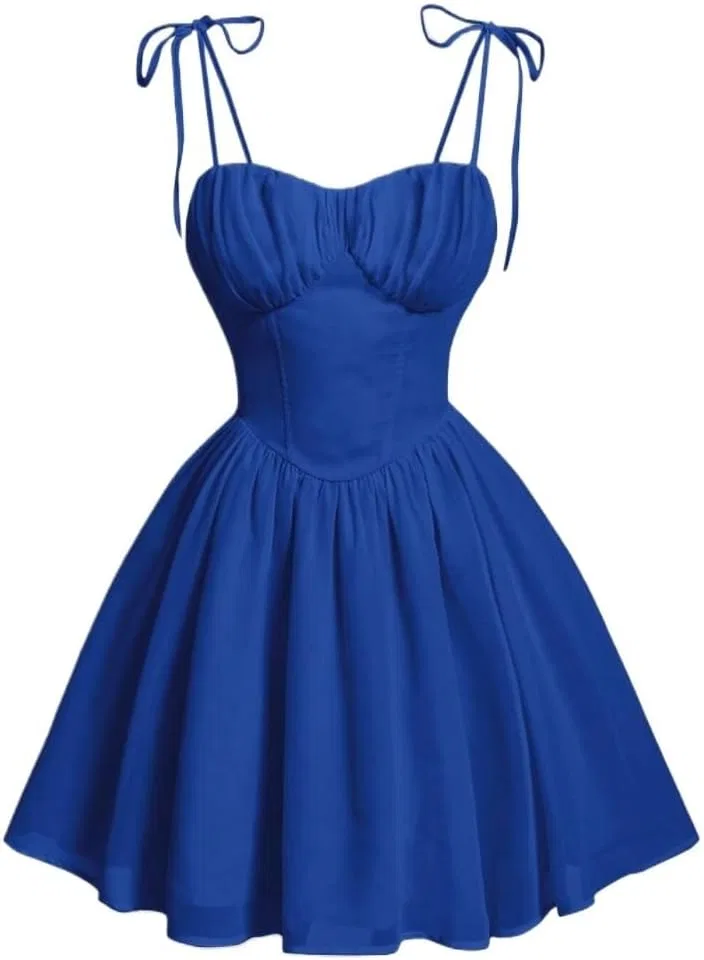 Женское ками-платье на тонких бретелях с запахом, Royal Blue