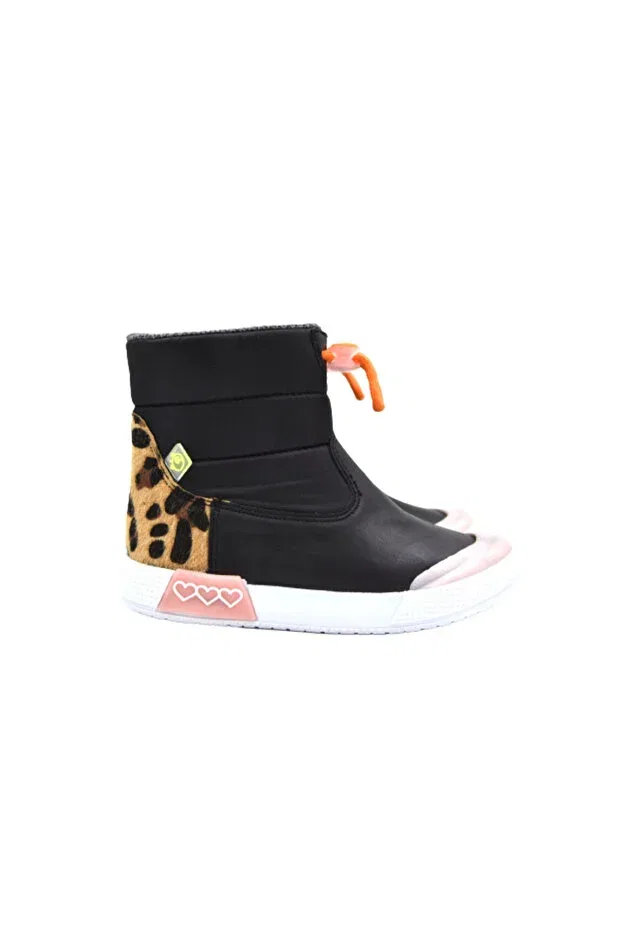 Детские ботинки для девочек с принтом Teddy zippered thermo non-slip sole children's boots Dudino, Black White — фото 3