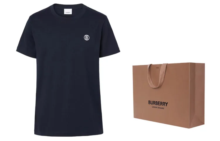 Футболка Burberry из хлопка с вышивкой, Coal синий — фото 4