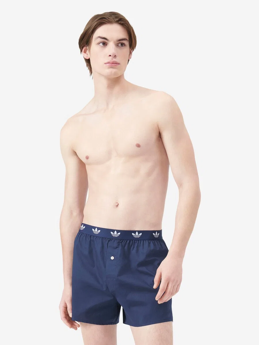 Боксерские шорты ADIDAS ORIGINALS 'Comfort Cotton Woven' темно-синего и белого цвета — фото 2