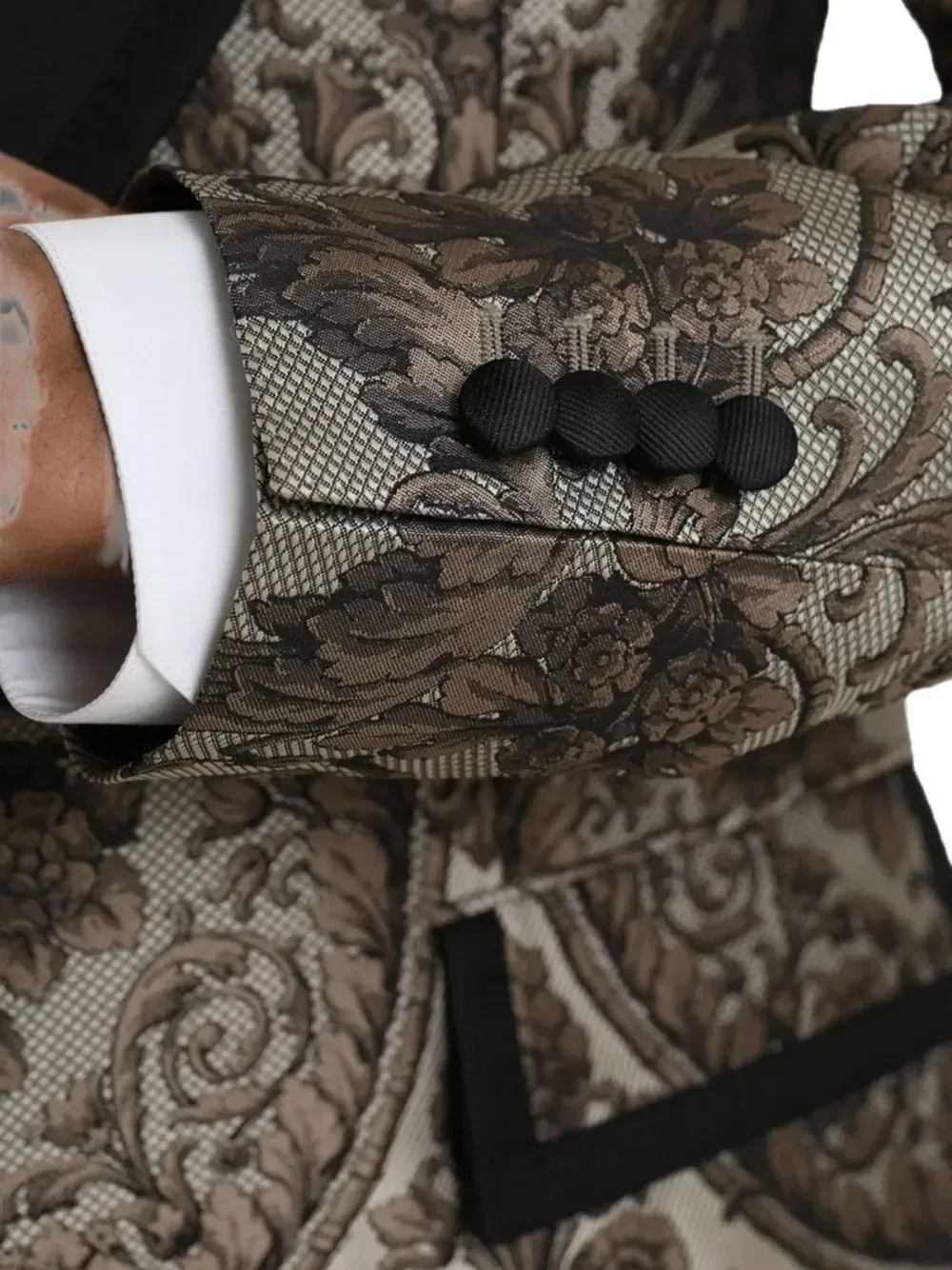Жаккардовый костюм-тройка DOLCE & GABBANA, коричневый — фото 4