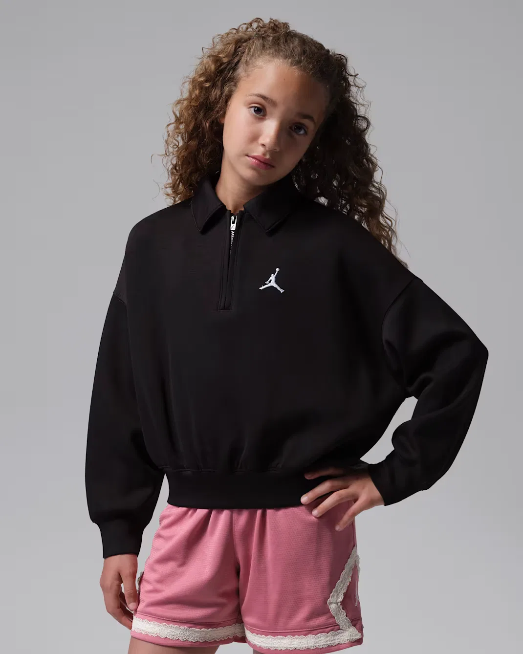 Детская футболка на молнии до середины груди Jordan She's An All Star, Black