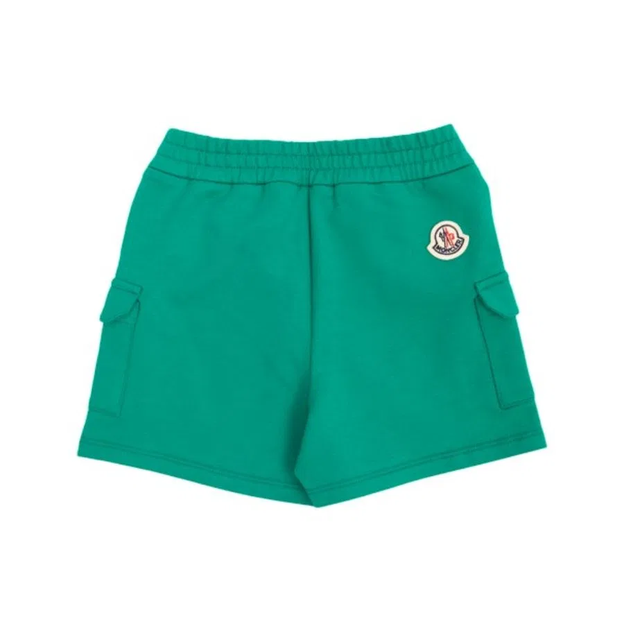 Шорты с логотипом из стрейч-хлопка Boys Logo-Patch Stretch-Cotton Moncler, Green — фото 2