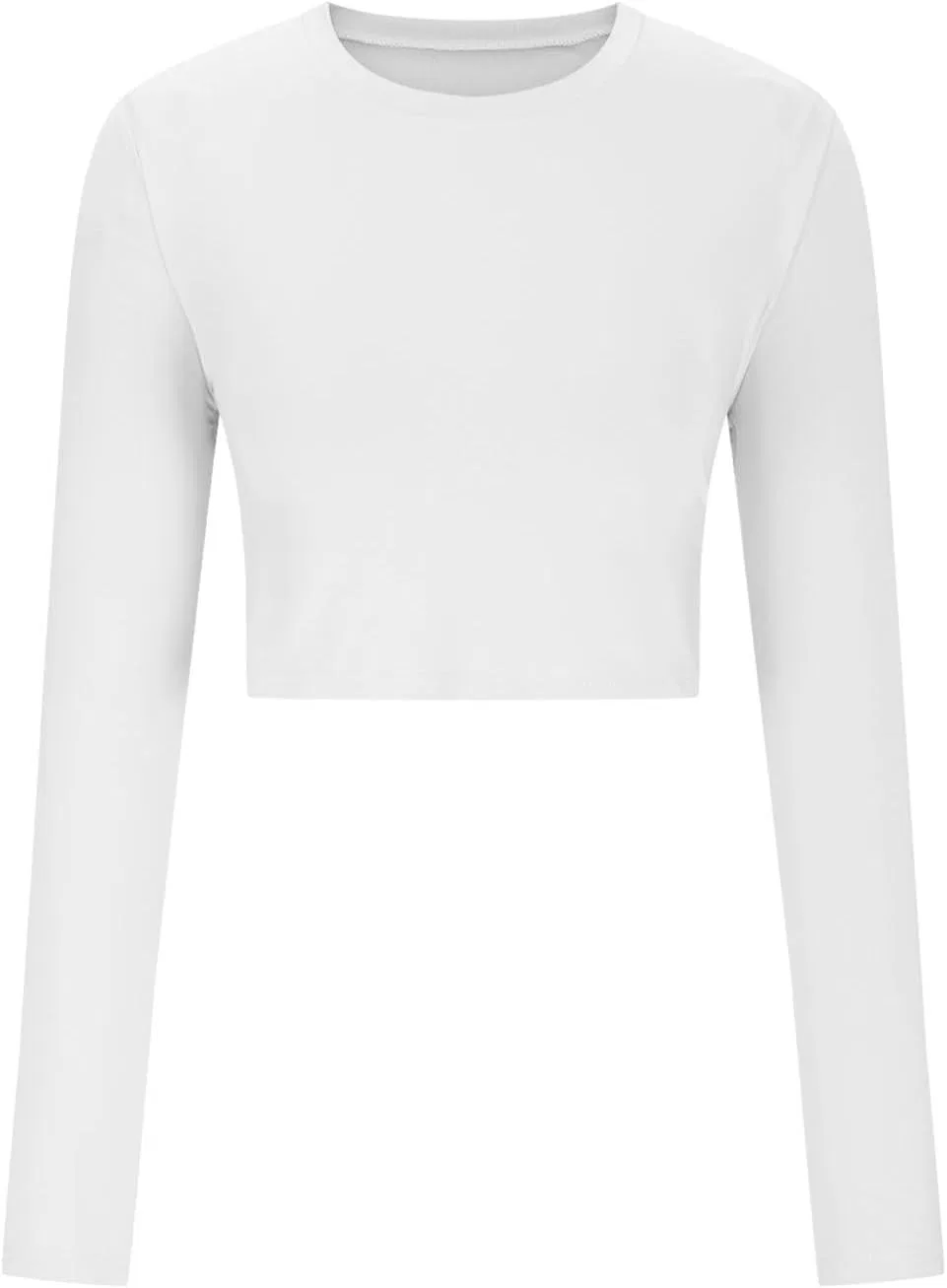 Женская облегающая футболка с длинным рукавом и круглым вырезом Crop Top, White — фото 4