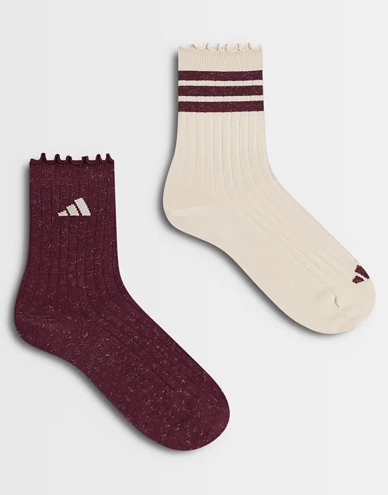 Носки высокие с рюшами 2 шт Adidas Training, бордовый