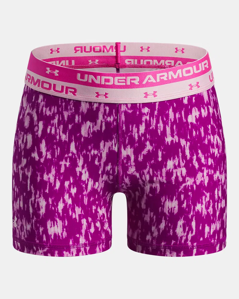 Шорты детские спортивные с внутренним швом 10 см HeatGear Middy Printed UnderArmour, Rebel Pink/Pink Foam