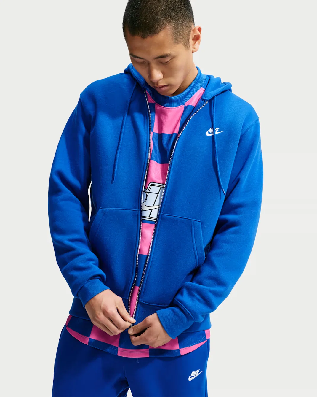 Мужская флисовая толстовка на молнии Nike Club, Old Royal/Old Royal/White