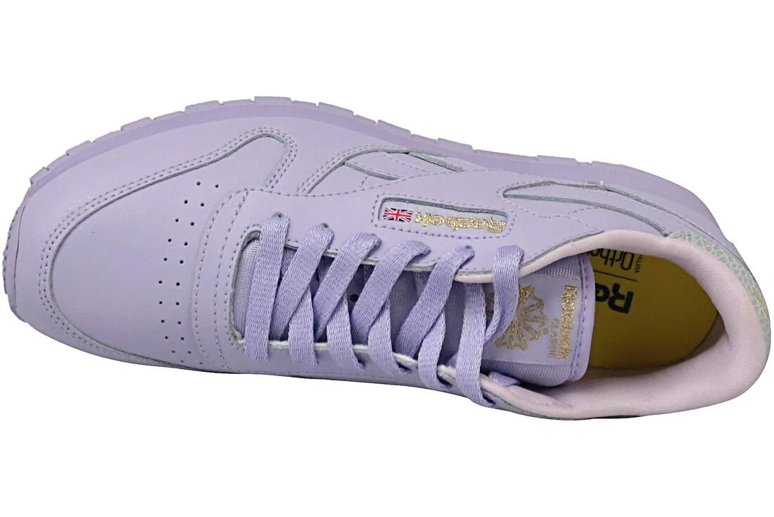 Детские кроссовки для девочек из натуральной кожи Reebok Classic Leather, Violett — фото 3