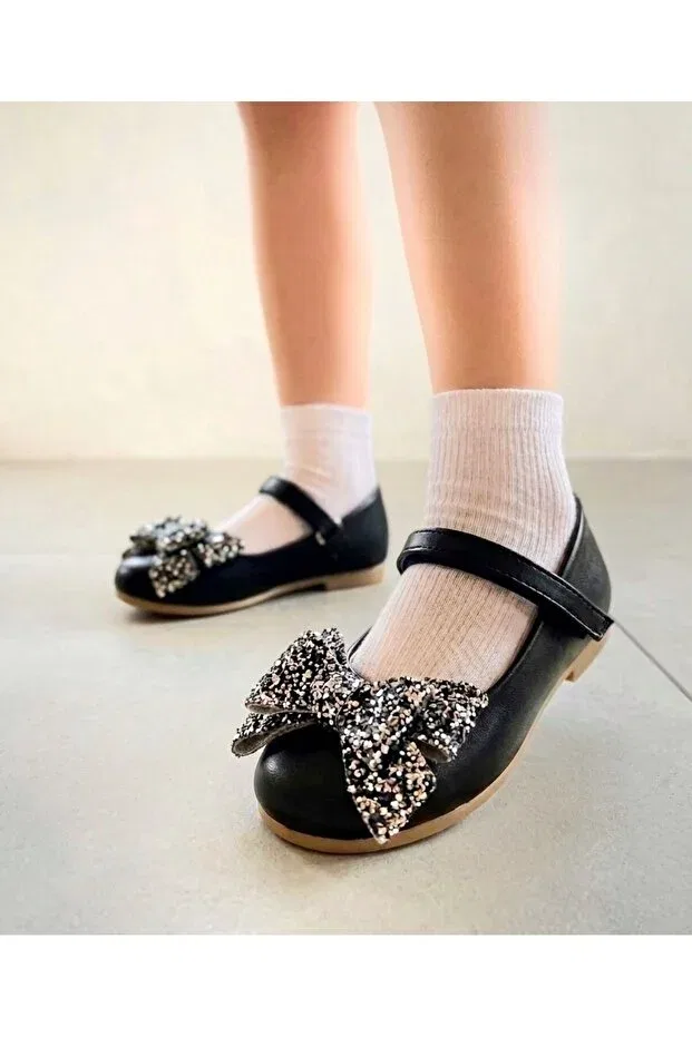 Детские балетки для девочек с ортопедической стелькой Surpie Shoes, Black